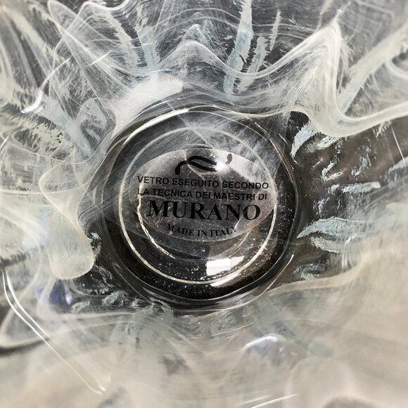 Stunning White, Light Blue and Clear Murano Art Glass Candle Holder - Home Decor - Picture 6 of 10